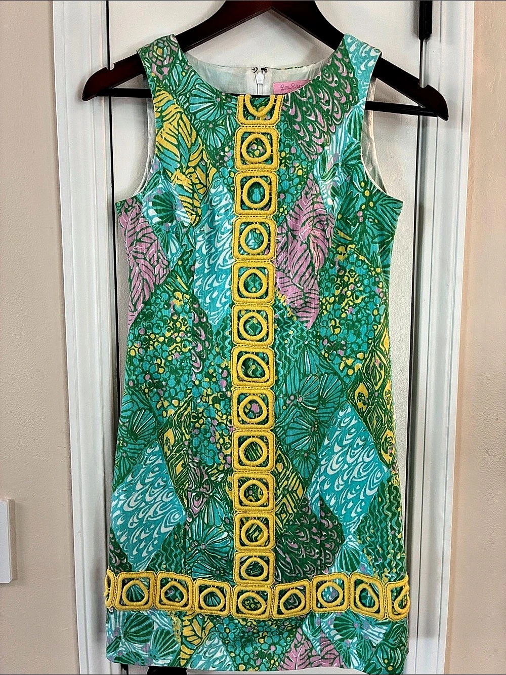 Lilly Pulitzer Trudy Shift Dress Floral Mini Green & Yellow Size 00